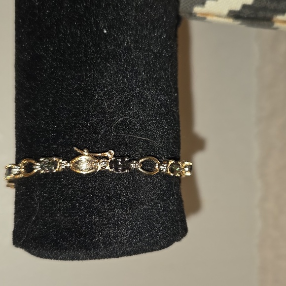 Mystic Topaz And Diamond Gold Over 925 Sterling Silver Bracelet 7 " - Picture 5 of 5